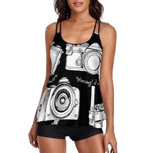 Maillot de bain tankini ensemble bikini femme avec short de garçon et robe de plage chic