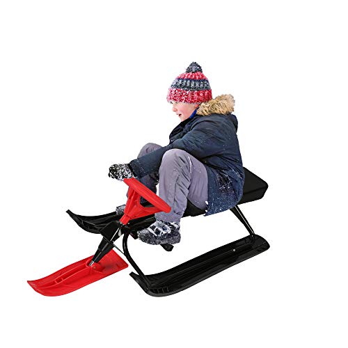 Lonabr Snow Racer Sled Durable Steel Frame Slider Board Classic Snow Runner Bike Sled With Steering Wheel And Twin Brakes For Kids Teenagers (Red) #TOP9
