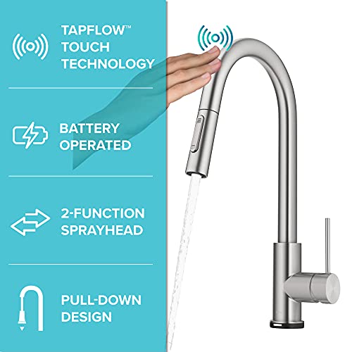 KRAUS Oletto Contemporary Single-Handle Touch Kitchen Sink Faucet with Pull Down Sprayer in Spot Free Stainless Steel, KTF-3104SFS by Kraus - Image 2