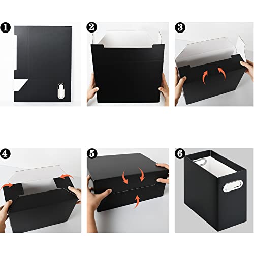 Tunnkit File Organizer, Cardboard File Box For Letter Size Hanging File Folder Storage, Collapsible Hanging File Organizer With Handles For Office/Home/School, Black, 4 Packs #TOP2