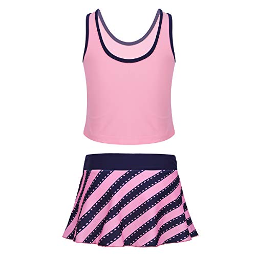 Image of easyforever Big Girls One /Two Piece Camisole Tank Top with Skirt Tankini Swimsuit Striped Swimwear Bikini Bathing Suit