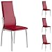 IDIMEX Lot de 4 chaises de Salle à Manger Doris piètement chromé revêtement synthétique Rouge