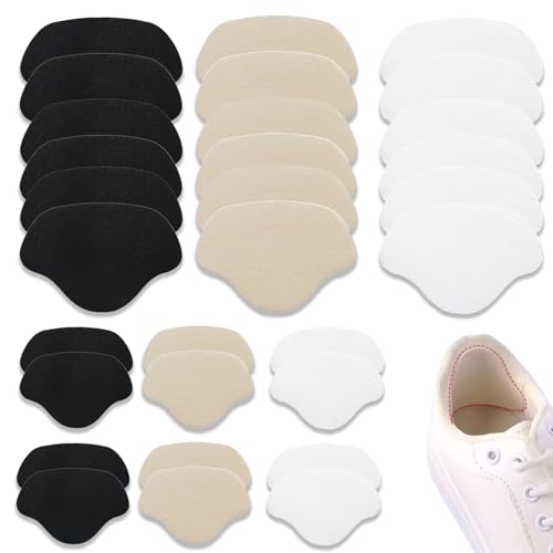 zoerbufan Set de 30 Parches de Reparación de Orificio de Talón para la Mayoría de Zapatos, Almohadilla de Zapatilla, Protector para Zapatos Autoadhesivo, Hombres y Mujeres 2 Tallas, Blanco Negro Caqui