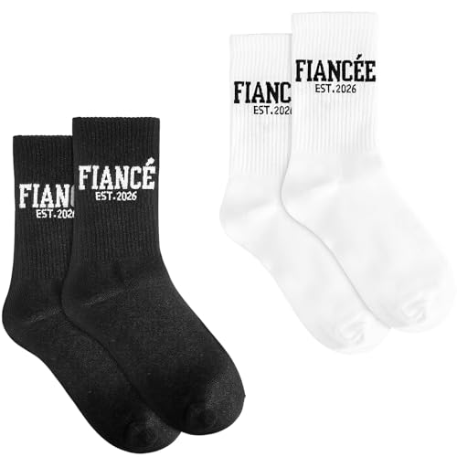 FUIPET Engagement Gifts for Couples Fiance & Fiancee Est 2026 Socks Engagement Party Newly Engaged Gifts for Couples