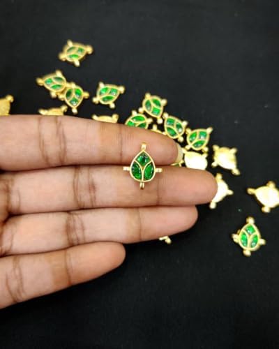 Green Kundan Jadau Teardrop Charm Connector 15X13Mm Jewelry Making Pendant Connector Diy Craft Single Piece Traditional Jewelry Findings_7142 image 3