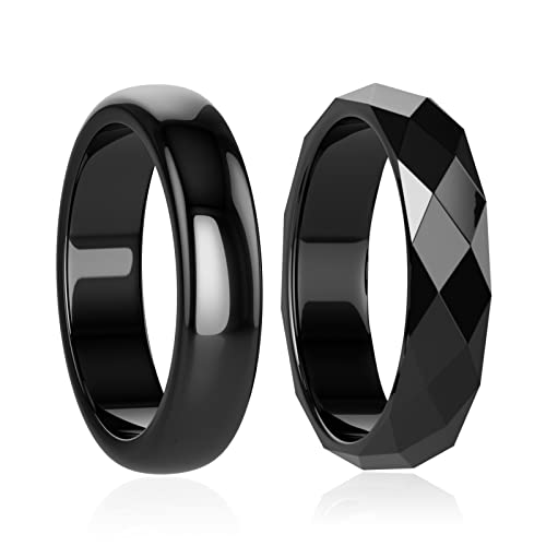 Lonage Hematite Ring for Women Men Unisex Genuine Magnetic Stones Ring for Anxiety Balance Root ChakraAbsorb Negative Energy Jewelry Gifts Size 6-13 (9)