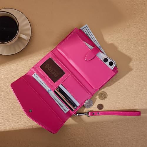 Image of Montana West X Wrangler Womens Wallet Large Card Cases & Money Organizers for Ladies Female Zipper Wallet Wristlet with Coin Purse and Wrist Strap WG229-W069HPK