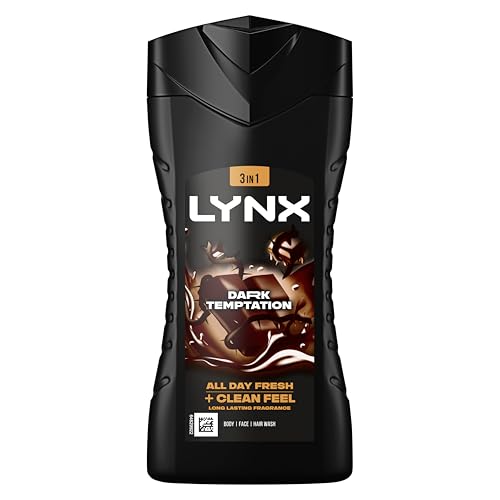 Lynx Dark Temptation Body Wash Body Cleanser shower gel with an intense scent of rich chocolate for an all day fresh & clean feel 6x 225 ml