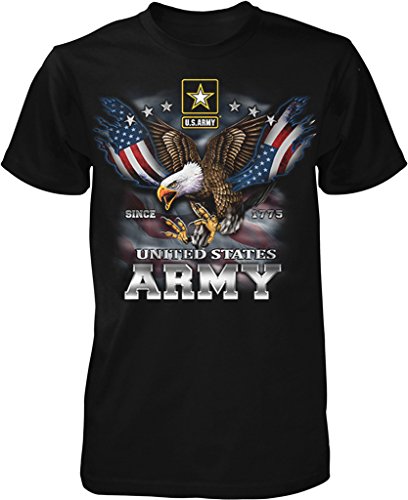 NOFO Clothing Co US Army, Since 1775, Eagle with American Flag Wings Men's T-Shirt, XL Black