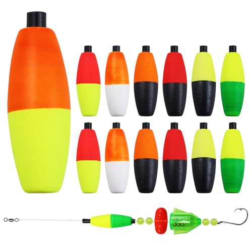 CWSDXM Bicolor Peg Floats, 1.5'' 2'' 2.5'' 3'' Cigar Fishing Cork Bobber Foam Floats with Pipe Plug for Catfish Santee Rigs 35 Pack (2'')