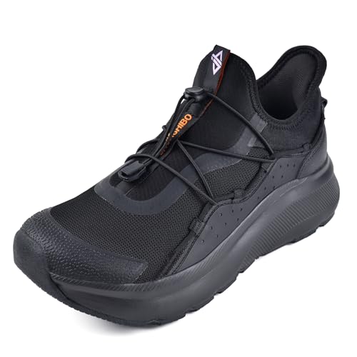 JACKSHIBO Mens Slip in Hands Free Shoes Wide Toe Box Arch Support Walking Sneakers,Orthopedic Plantar Fasciitis Footwear with Thick Cushioning Zero Drop Sole Metatarsal Pads