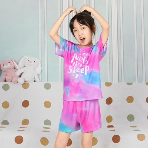 ICOSY Girls Pajamas Set for Kids Pajamas 2 PCS Short Sleeve Top and Shorts Pants for Toddler Girls Clothes Size 8-143