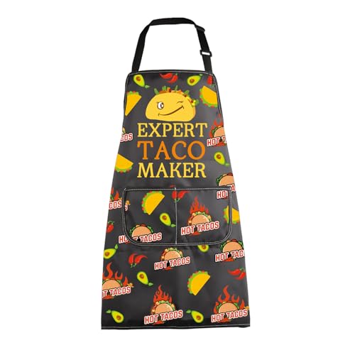 MBMSO Taco Apron with Pockets Taco Gifts for Expert Taco Maker Chef Apron Taco Bell Gifts for Taco Lovers Taco Tuesday Apron (Taco Maker Apron-b)