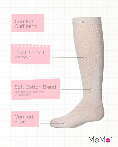 MeMoi Girls' Pointelle Cotton Blend Knee High Sock3