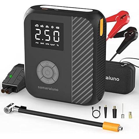 Jump Starter with Air Compressor, 1800A Car Battery Starter with 150PSI Digital Tire Inflator, 14800mAh 12V Portable Lithium Auto Battery Booster for 8.0L Gas or 6.0L Diesel Engines with USB QC3.0 Cover