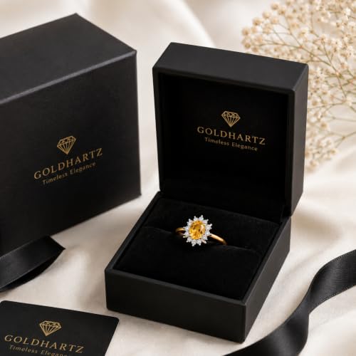 Image of Princess Diana Inspired Halo Birthstone Ring for Women Girls | Pure 925 Sterling Silver with AAA+ Natural Gemstone | 18K Gold-Plated | Best Gift for Birthday, Anniversary, or Valentine�s Day