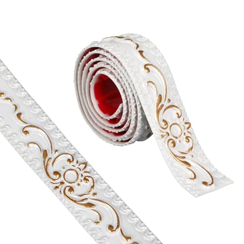 3D Molding Trim Wall Trim 5mx3.6cm Dado Capping Trim Cabinets Seams Strip, Skirting Board Tile Wall Border Edging Strip,Ceiling Molding Mirror Border Decorative Trim