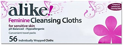 ALIKE Feminine Cleansing Cloths for Sensitive Skin, Individually Wrapped, 56 Count