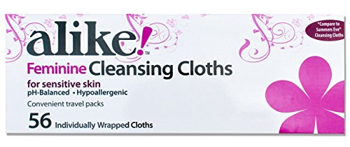 ALIKE Feminine Cleansing Cloths for Sensitive Skin, Individually Wrapped, 56 Count