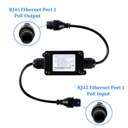 Convertisseur Gigabit PoE 48V 24V étanche adaptateur réseau extérieur RJ45