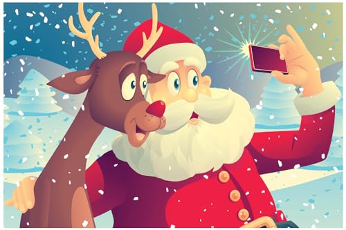 Cvpuzzles Santa Claus And Ruldolph Selfie 35 Piece Childrens Jigsaw Puzzle A Charming Holiday Scene For Kids cover