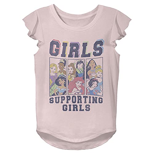 Disney Three Panel Princess Group Girl's Flutter Sleeve Tee