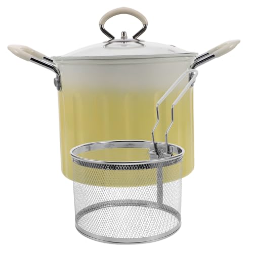 Hemobllo Fryer Pot Basket Deep Fryer Pot Lid Filter Japanese Style Induction Cooker Compatible