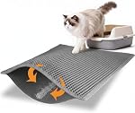 Pieviev Piège à litière de chat - 76 x 61cm Honeycomb Double couche Tapis Litiere Chat - Traps Messe, facile à nettoyer et durable (Gray)