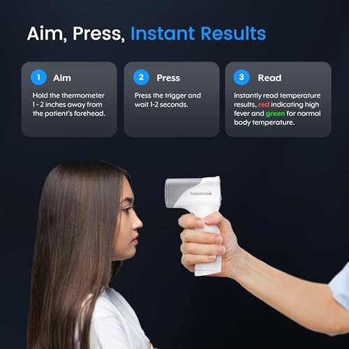 Medical Grade Infrared Forehead Thermometer, Non-Contact Digital Temperature Reader for Adults and Infants, 1s Quick Results, Fahrenheit and Celsius, AccuTemp High Accuracy Sensor