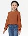 MACNOORA Girls Crewneck Knit Pullover Sweaters Long Lantern Sleeve Oversized Knit Cute Jumper Tops Orange