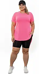 Conjunto Esportivo Plus Size Feminino, Blusa Dry Fit e Shorts Com Bolso, Tecido Respirável para Atividade Física e Academia