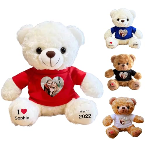 Personalized Teddy Bear Stuffed Animal, Cute Plush Bear with Custom