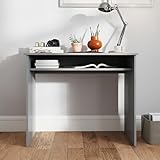 HOMCOM Modern Computer Desk, Home Office Table, Small Writing Desk with Storage Shelf, 90 x 50cm, Grey - Image 8
