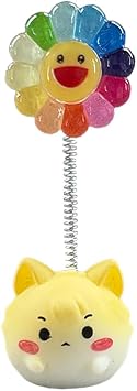 Cute Shaking Spring Car Dashboard Decoration, Funny Wobble Animal with Colorful Smiley Flower Ornament, Car Desk Decoration Auto Center Console Interior Accessories for Women MenShibainu