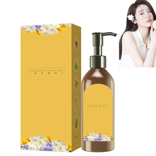 Japanese Long Lasting Natural Hair Dye Shampoo, Japanese Long Lasting Floral Herbal Natural Hair DyeShampoo, Plant Based HairDye Shampoo for Men and Women (Dark brown)
