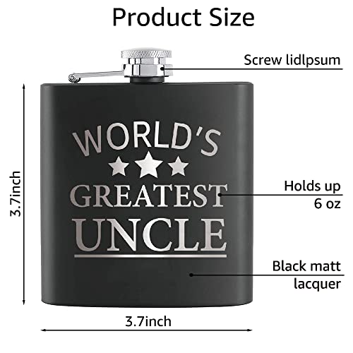 Touner World's Greatest Uncle Hip Flask For Shot Drinking Of Alcohol Whiskey And Vodka, Uncle Hip Flask, Brother Gift, Groomsmen Gifts, Wedding Valentine's Christmas Gift, #TOP1