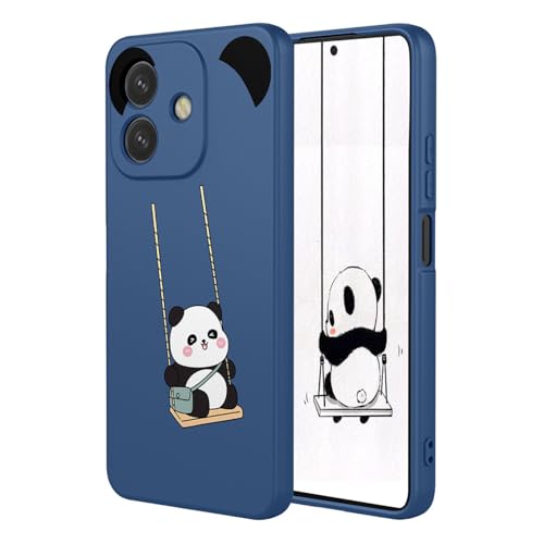 YUEQIAN Cover Silicone Liquido per OPPO A40 4G / OPPO A40m, Ultra Sottile Setoso Morbido TPU Antiurto Custodia, Simpatico Animale Floreale Motivo Ragazza Donna Cover. Panda