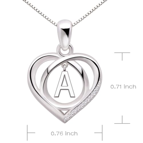 ALOV Jewelry Sterling Silver Initial Letter Alphabet Love Heart Cubic Zirconia Pendant Necklace2