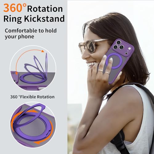 Image of Magnetic Case for iPhone 17 Pro With Magnetic Ring Stand, [Compatible with Magsafe] [Military Grade Drop Protection] Shockproof Phone Cover for iPhone 17 Pro Full Camera Protection 6.3 inch Purple