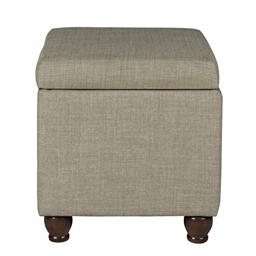 Image of HomePop 22 inch Medium Rectangular Storage Ottoman - Tan Linen