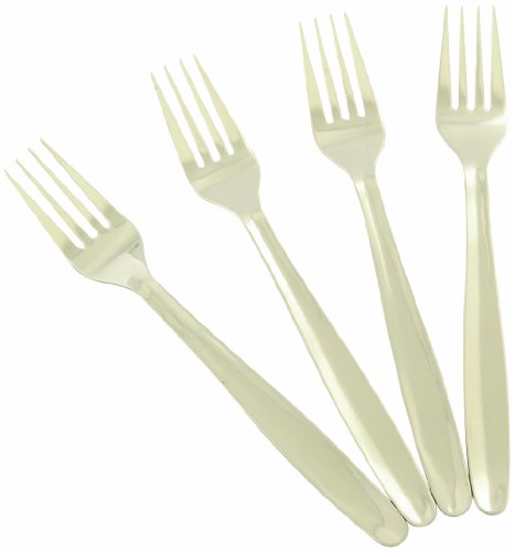 Image of Chef Aid Dinner Forks, Set of 4 Stainless Steel Dinner Table Cutlery Forks, Also Ideal for Picnics and Parties, Stainless Steel with Rounded Edges, Dishwasher Safe