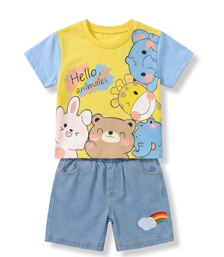 Image of Krishn Creations Kids Clothes for Boys | Cotton Printed Half Sleeve T-shirt and Shorts Baby Boy Dress | Casual Wear Kids Clothes