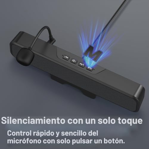 Altavoces para PC con silenciado de un botón para evitar ruidos en micro 3