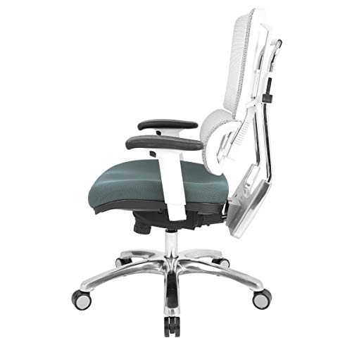 Office Star Pro X996 Fully Adjustable Manager's Office Chair With Lumbar Support, White Mesh Back, Polished Aluminum Base And Grey Mesh Seat #TOP2