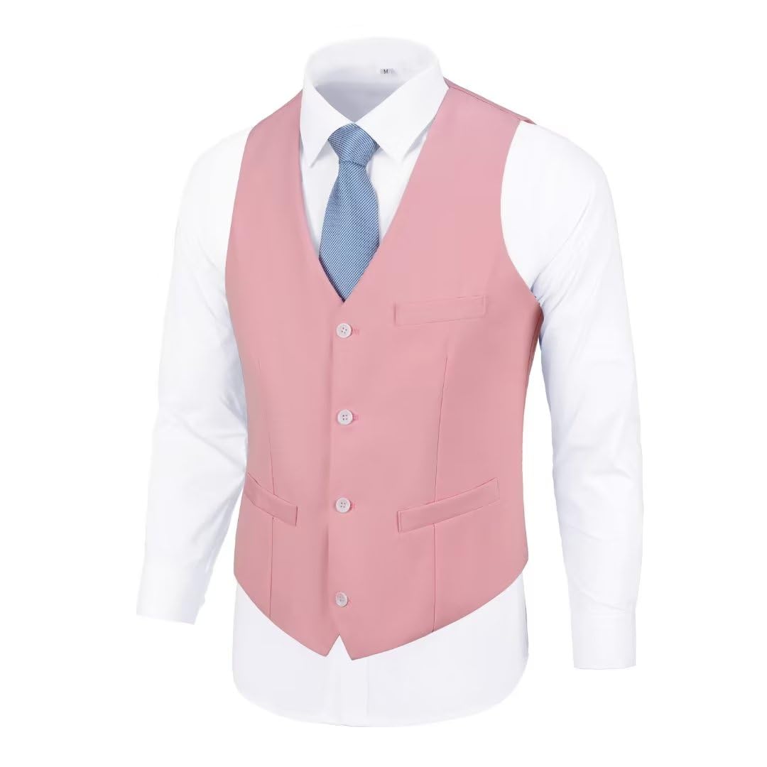 Bakerbear Mens Suit Vests V-Neck Casual Vest Dress for Men Formal Tuxedo Wedding Vests Men's Waistcoat
