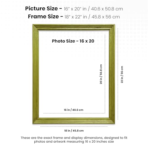 Image of Handmade Wooden Photo Frame, 16 x 20 inch Display for Artworks, Pictures and Photos of Your Loved Ones, Best for Home, Office, Wall Decor, Living Room, Bedroom, Pine Green