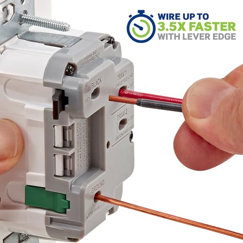 Image of Leviton Lever Edge Rocker Slide Dimmer Switch for LED /Incandescent Bulbs, 150 Watt, Single Pole or 3-Way, ESL01-1LW, White