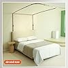 U-Shaped Rail Canopy Curtain Bed Frame Double Layer Mosquito Net Bed Frame Curtain Brackets Canopy Bed Frame Post Poles with Curtain for Bedroom Decoration,Brown,Twin
