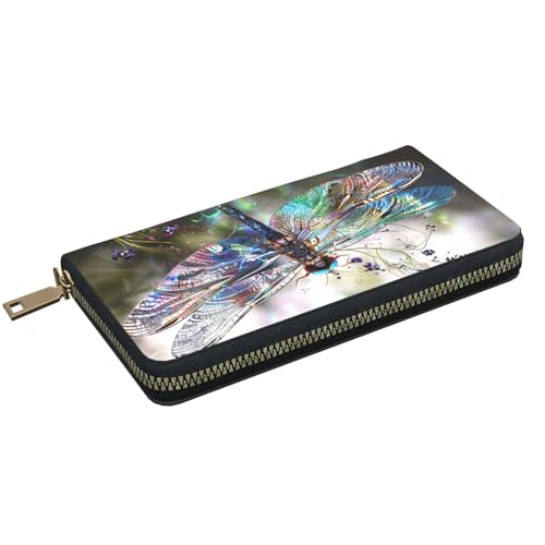 Modern Dragonfly Printed Long Wallet for Women Men Cute Coin Purse with Card Holder2