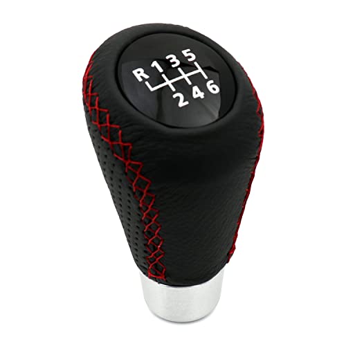 Bashineng 6 Speed Shift Knob Manual Shifter Handle Leather Gear Stick Driving Transmission Fit Most Car Truck Suv Vehicles (Black+Red) #TOP23